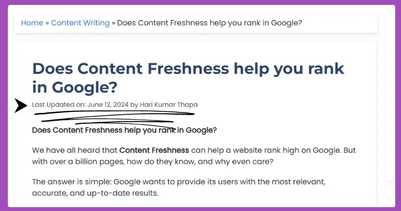 Last modified date for fresh content